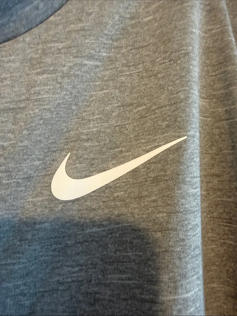 Nike Men’s Gray Sleeveless Dri-Fit Swim Tee with White Swoosh